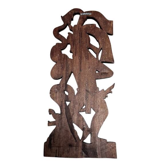 Vintage Mayan Aztec Handcarved Wood Wall Panel Multicolor 22" by 10" - Picture 3 of 3